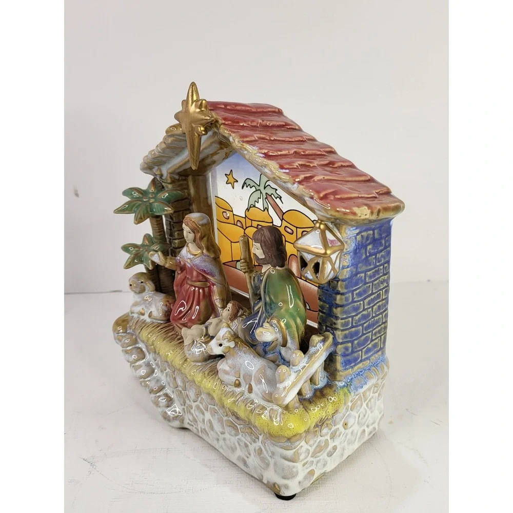Ceramic Nativity Scene Figurine Holy Family Christmas Decor No lights